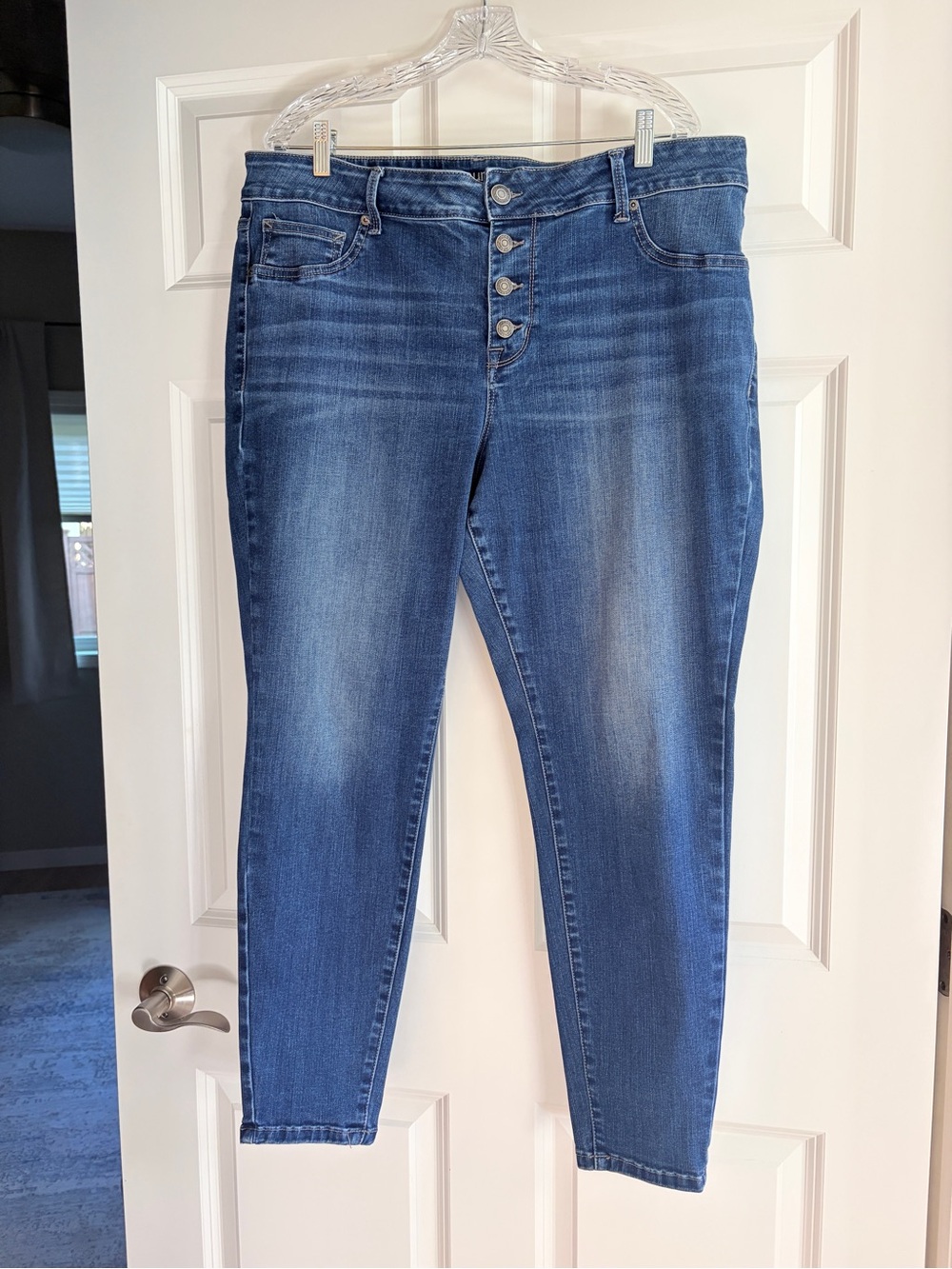 Maurices Dark Blue High-Rise Button-Fly Jeans